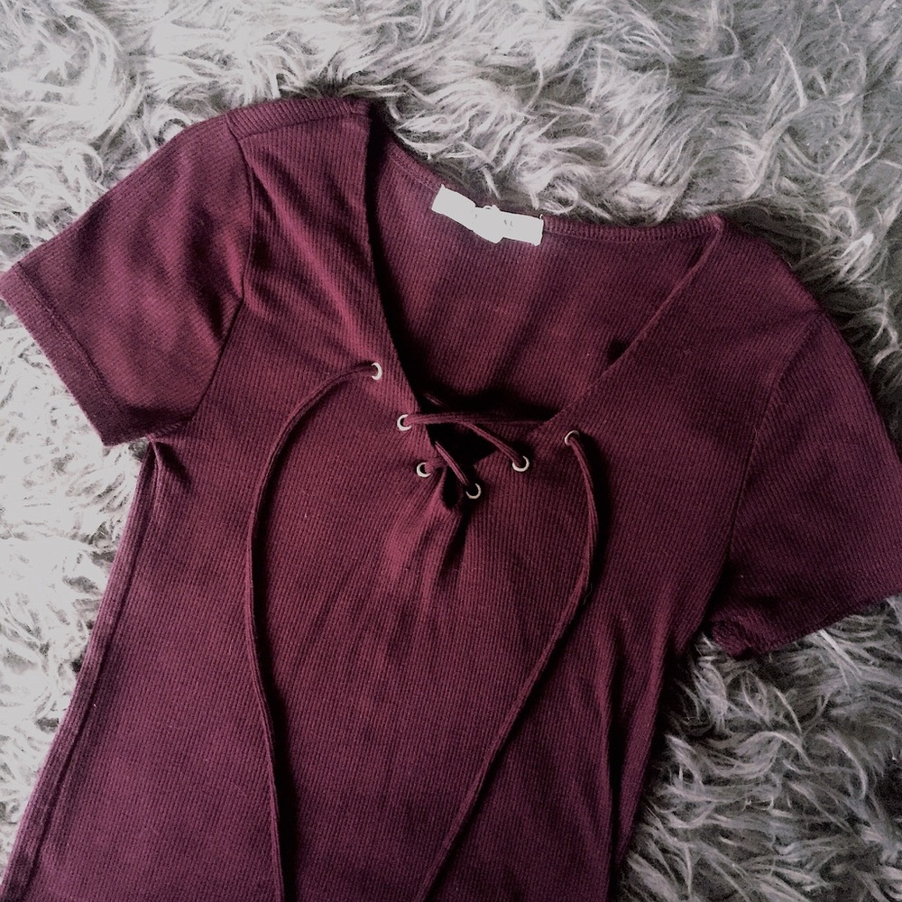 *NEW LISTING* Maroon Lace Up Top